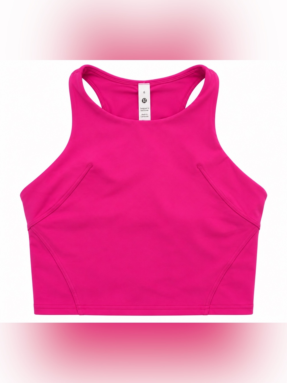 Lululemon Pink Racerback Crop Tank Top Built In Bra Women’s Size 6 Athletic
